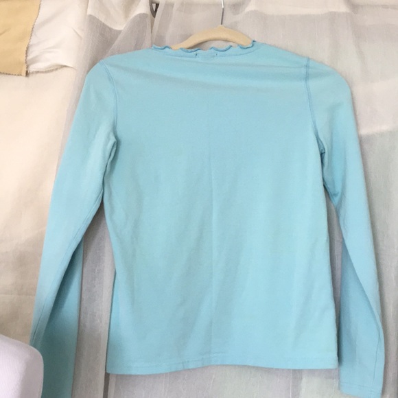 Gap sea foam light blue ruffled V neck long sleeve - Picture 7 of 7
